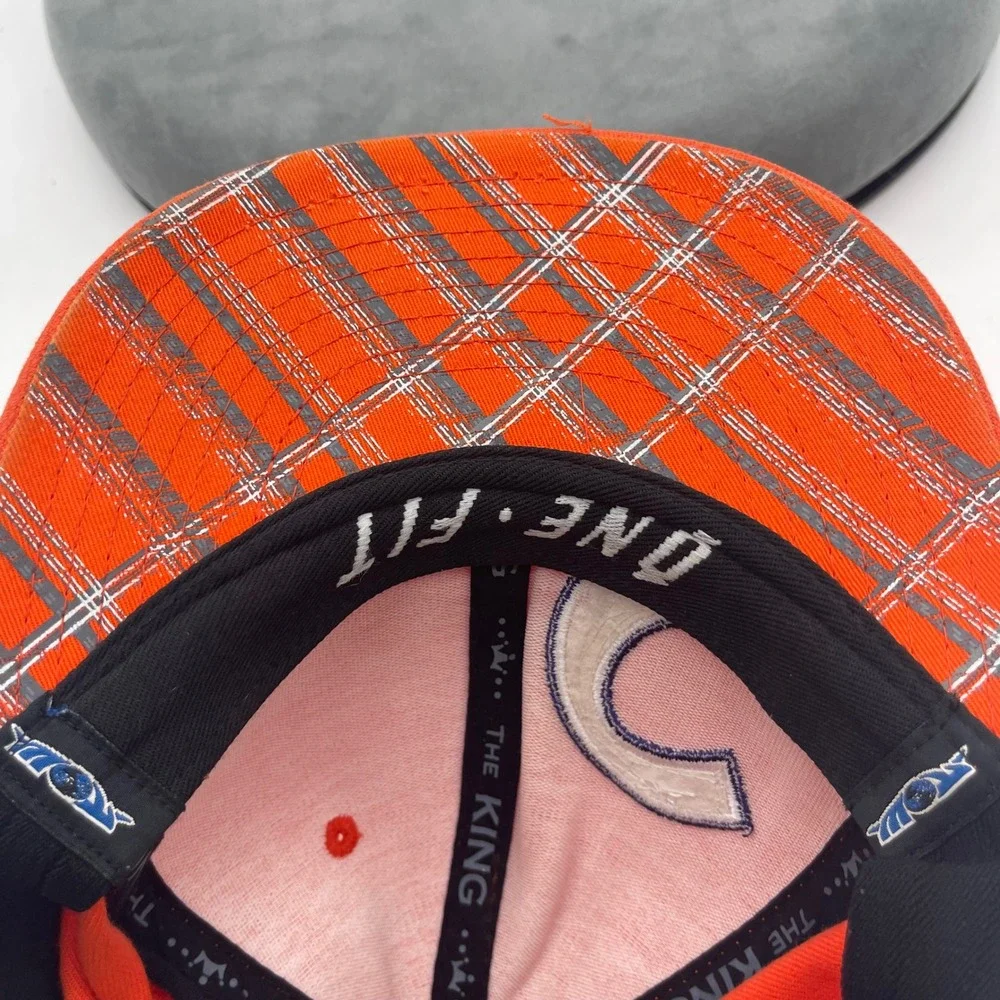 Top of the World Clemson Tigers One-Fit Orange Plaid C Logo Stretch Hat OSFA Cap